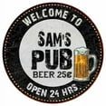 thumbnail image 1 of Sam's Pub 12" Round Metal Sign Beer Bar Black Wall Décor Gift 200120039027, 1 of 1