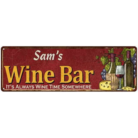 Sam's Wine Bar Red Home Kitchen Decor 8x24 Sign 108240056401
