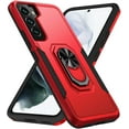 thumbnail image 1 of SamSung Galaxy S21FE mobile phone case, military grade shockproof cover pass, 15 foot drop test protective cover, with magnetic support and vehicle support（Red）, 1 of 6