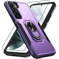 thumbnail image 1 of SamSung Galaxy S21FE mobile phone case, military grade shockproof cover pass, 15 foot drop test protective cover, with magnetic support and vehicle support（purple）, 1 of 3