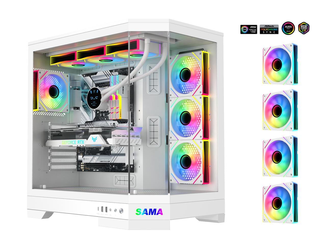Sama 3021-White Dual USB3.0 and Type C Tempered Glass ATX