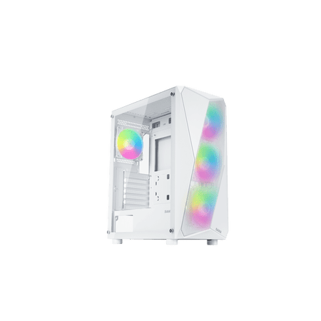 Sama 3313 White USB3.0 Tempered Glass ATX Tower Gaming Computer Case w/ 4 x 120mm ARGB Fans (Pre-Installed)