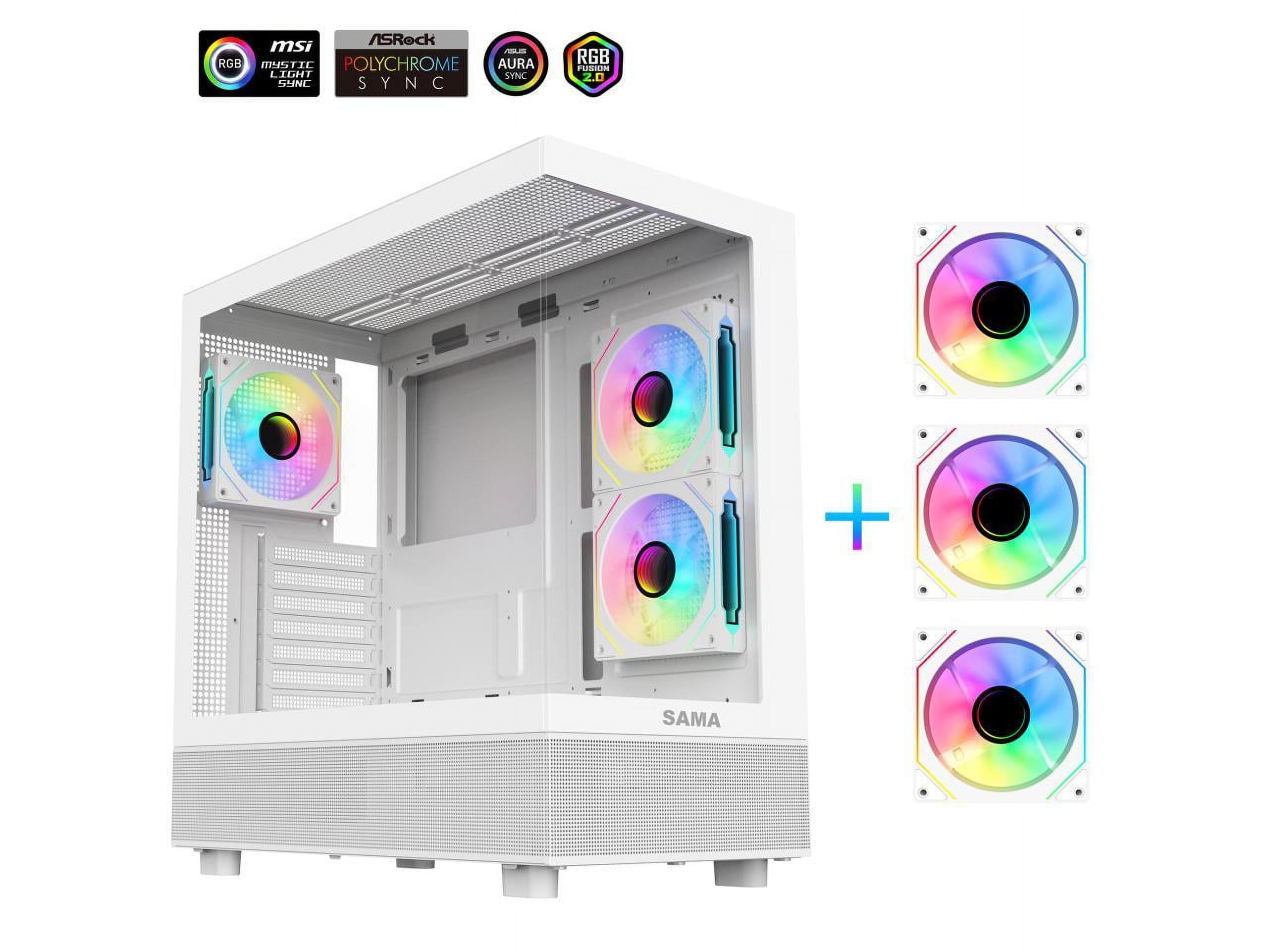 SAMA Neview 4361ATX Mid Tower Computer Case with 3 ARGB Fans, White