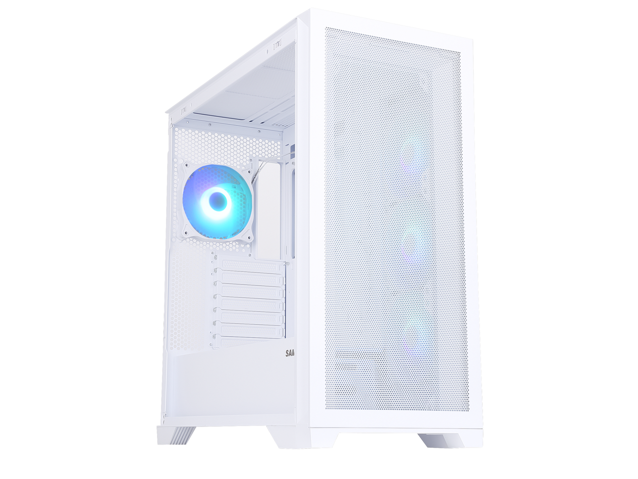 SAMA White ATX Full Tower Gaming Computer Case, Tempered Glass, Dual ...