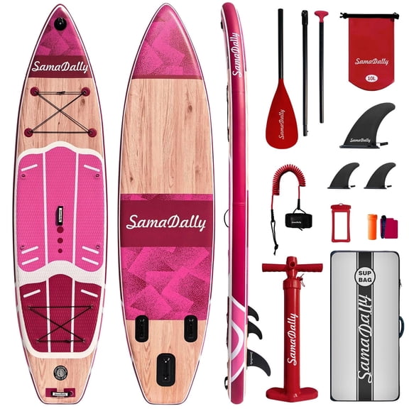 SamaDally 11' Paddle Board, 34'' Extra Wide Stable SUP Board for 2 People/Family, 420LB Capacity, Non-Slip Color-Block EVA Deck, Complete Accessories Kit for Fishing & Surfing