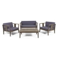 thumbnail image 1 of Saman Outdoor 4 Seater Acacia Wood Chat Set, Gray and Dark Gray, 1 of 13