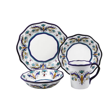 Samana Collection 16 Piece Euro Style Wavy Edge Stoneware Set By Lorren Home
