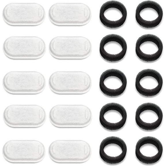 Samanija 10-Pack Cat Water Fountain Filters with Sponges