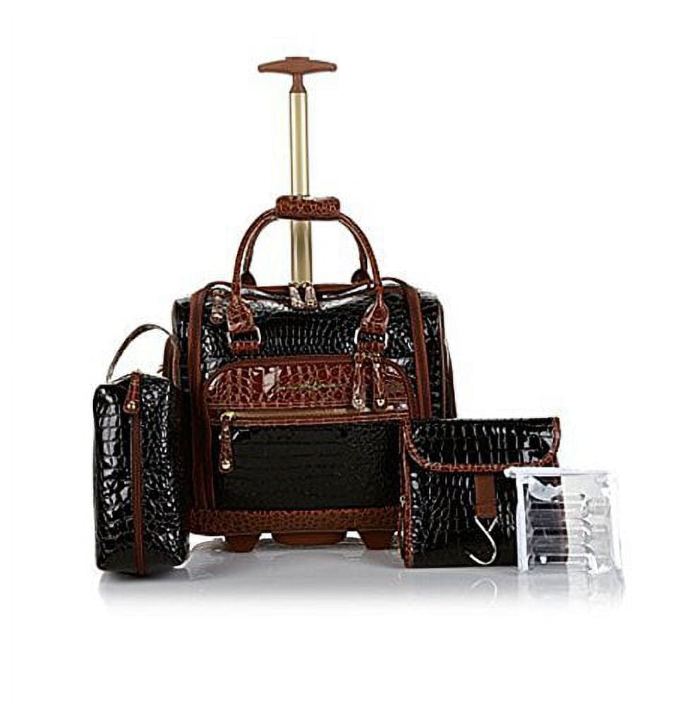 Samantha Brown Embossed Classic Croco Underseater Luggage with Accessories ~Black