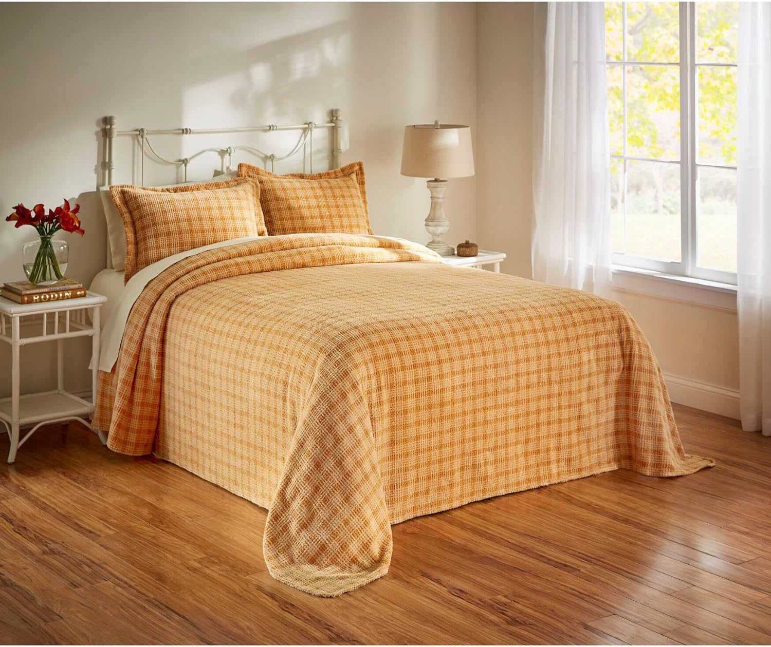 Samantha Chenille Bedspread Queen, Yellow