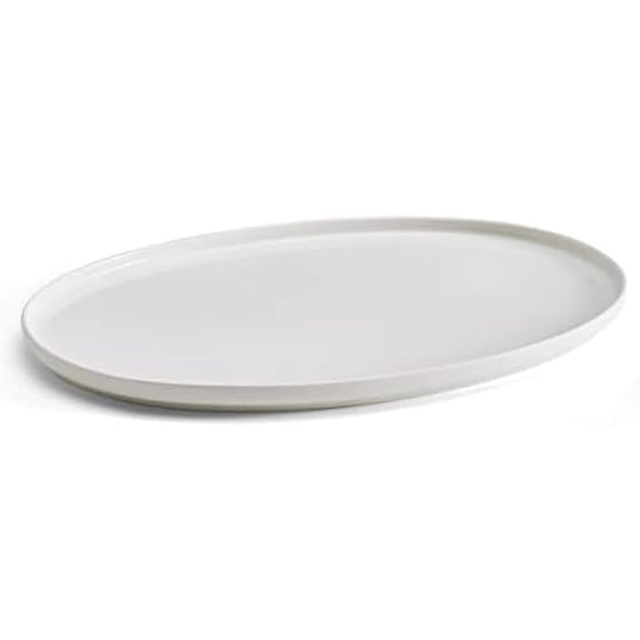 Samantha Oval Bone China Lightweight Chip Resisant Serving Tray, 14 Inch, White