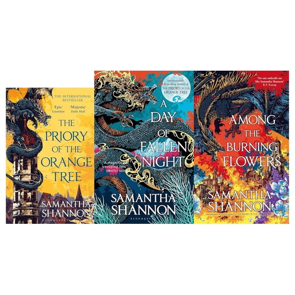 Samantha Shannon The Roots of Chaos Series 3 Book Collection Set | The Priory of the Orange Tree | A Day of Fallen Night | Among the Burning Flowers | Epic Dragon Fantasy Saga