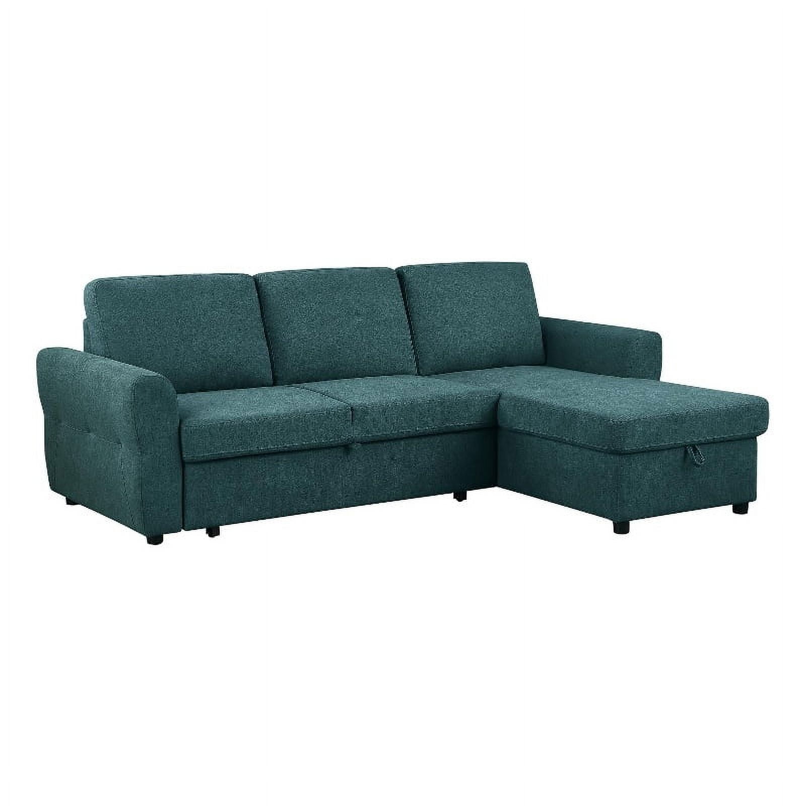 Samantha Upholstered Sleeper Sofa Sectional with Storage Chaise Grey