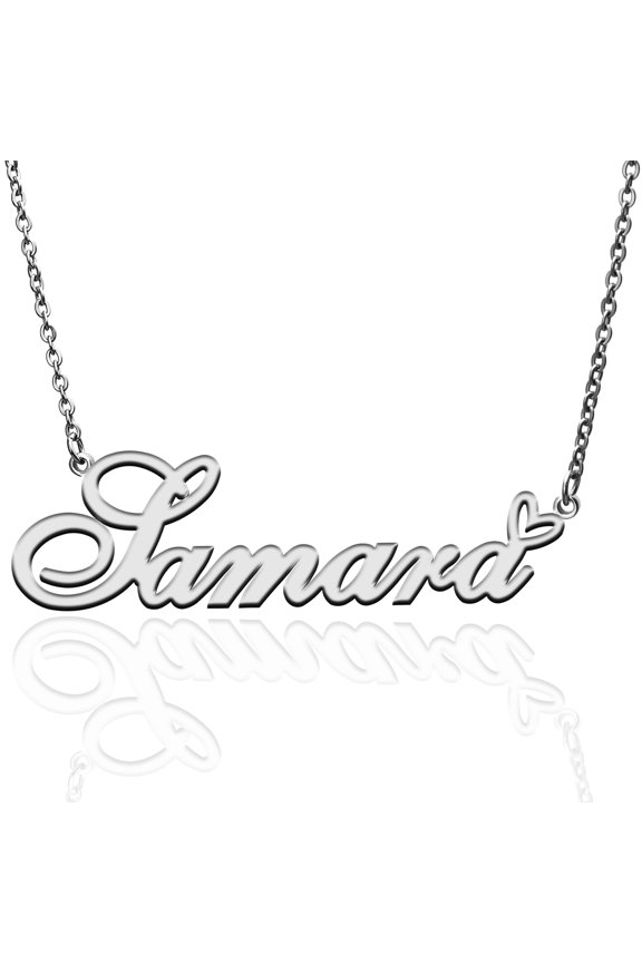 Samara Custom Name Necklace Customized Personalized Plated Name Necklace for Mother Daughter Friendship Women Valentine's Day Christmas Birthday New Year Silver