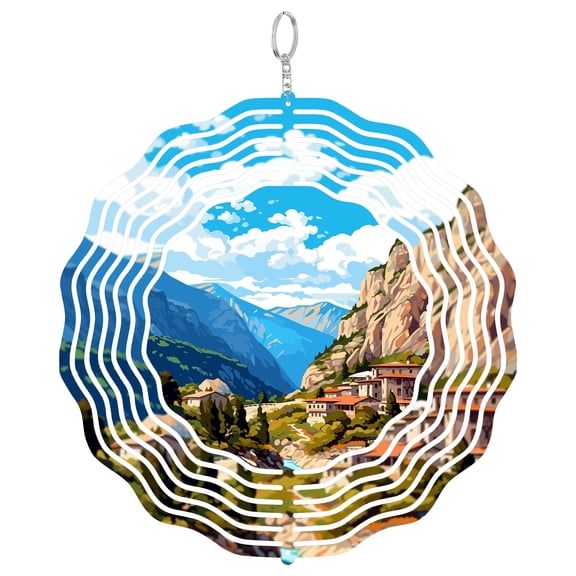 Samaria Gorge Crete Landscape 3D Wind Spinner Metal Hanging Sculpture Outdoor Decor Hiking Nature Gift