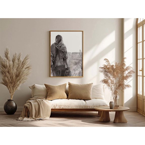 Samaritan Woman At The Well Charcoal Print, Unframed Paper Poster 8x10in