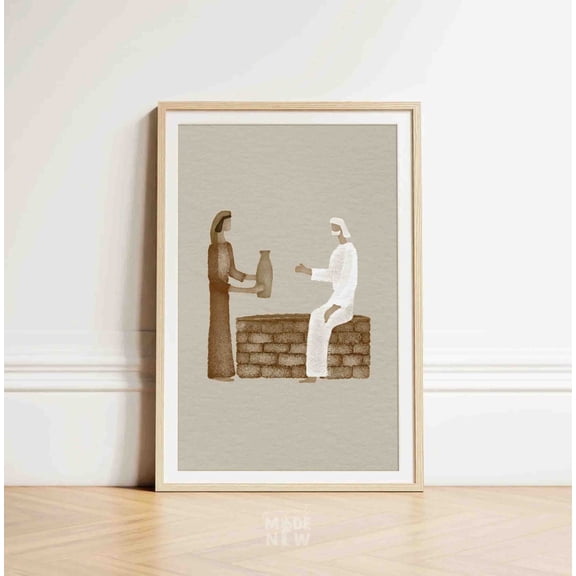 Samaritan Woman At Well Scripture Wall Art Home Decor Unframed Paper Print