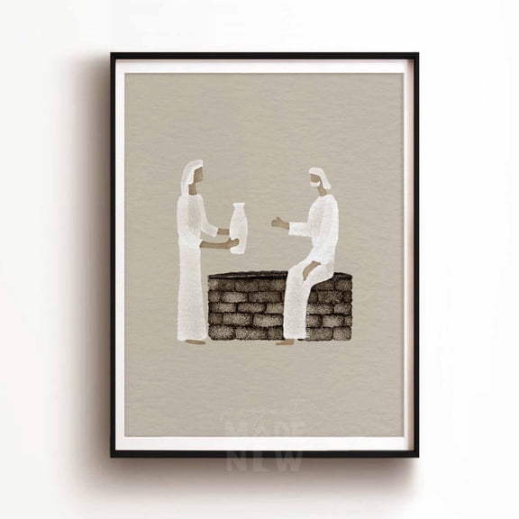 Samaritan Woman Well Bible Wall Art Home Decor Unframed Paper Print