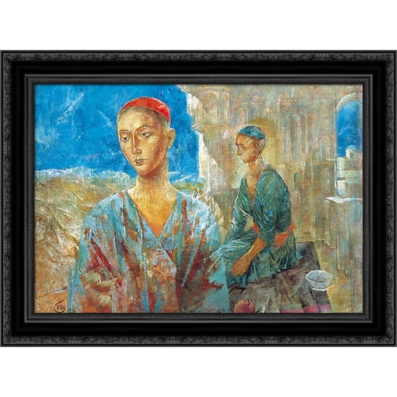 Samarkand 24x20 Black Ornate Wood Framed Canvas Art by Petrov Vodkin, Kuzma