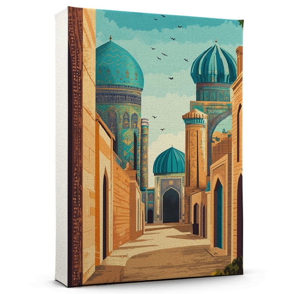 Samarkand Travel Canvas, Vintage City Canvas Uzbekistan Canvas Wall Art, Samarkand Canvas Colorful, Uzbekistan Picture Canvas - 104AZ1218