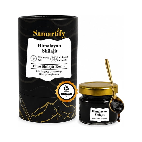 Samartify Pure Himalayan Shilajit Resin 30g – 85+ Trace Minerals, 75% Fulvic Acid, Natural Energy & Immune Support for Men and Women – 60 Days Supply