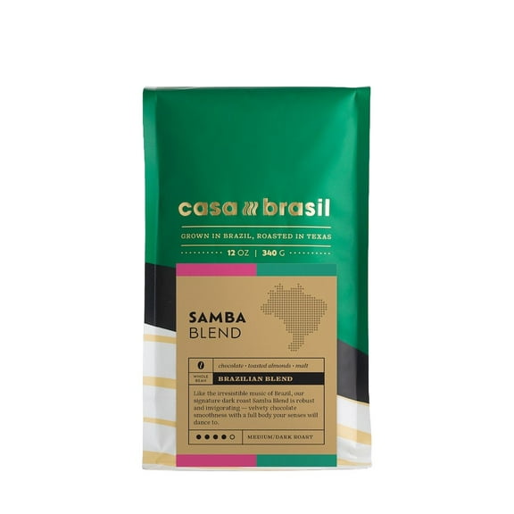 Samba Blend - Roasted by Casa Brasil Coffees - Freshly Ground Coffee - 12 Ounce Bag