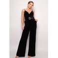 thumbnail image 1 of Samba Rhinestone Belt Velvet Jumpsuit Black S, 1 of 5