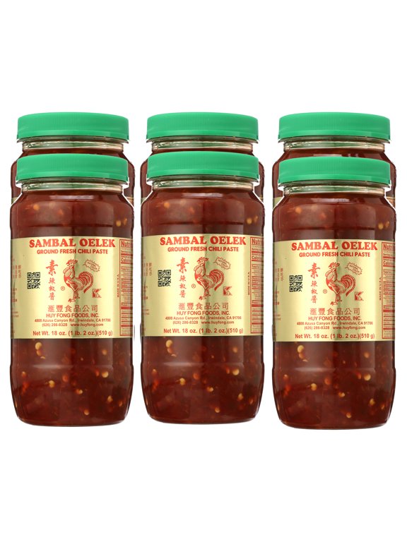 Sambal Oelek Ground Fresh Chili Paste, 18 oz (Pack of 6)