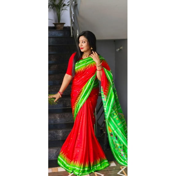 Sambalpuri saree dolabedi style saree odiya silk with blouse piece wedding odisha saree Durgapuja sari Kali Puja sari divali saree