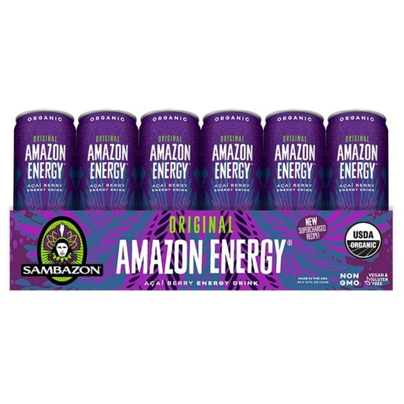 Sambazon Amazon Energy Drink, Original Acai Berry, 12 Ounce (Pack of 24)