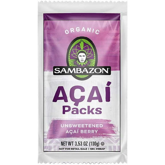 Sambazon Organic Unsweetened Acai Pack, 100 Gram -- 80 per case