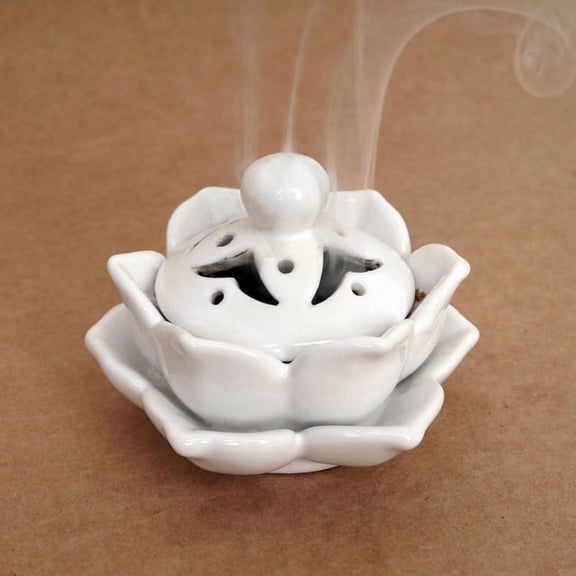 Sambrani Dhoop Stand - Ceramic Dhoop Holder for Pooja Room Decoration Items - Elegant and Durable Design - White