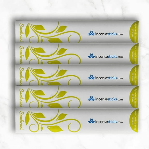 Ayurvedic Incense  Sambrani Incense Sticks (8")  5 Packs (10 Sticks Per Pack)  Sweet Aroma