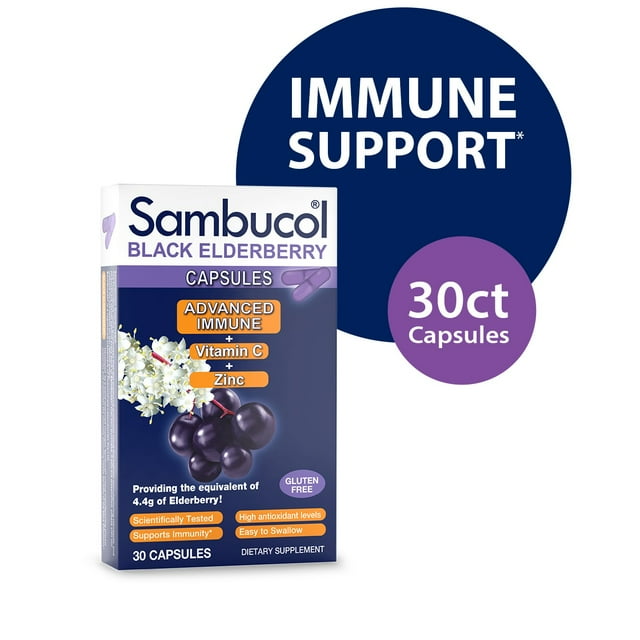 Sambucol Black Elderberry Advanced Immune Support Capsules with Vitamin