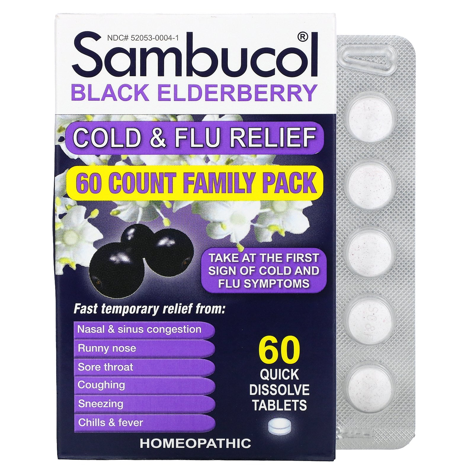Sambucol Black Elderberry Cold & Flu Relief Family Pack 60 Quick