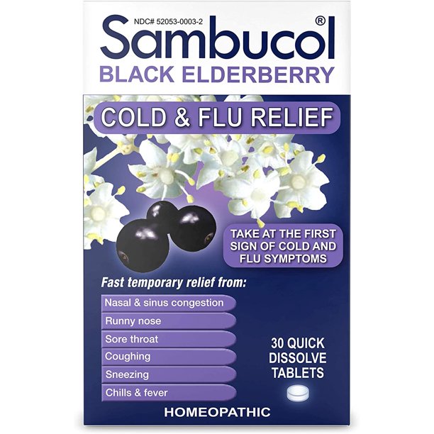 Sambucol Black Elderberry Cold & Flu Relief Tablets 30 ct