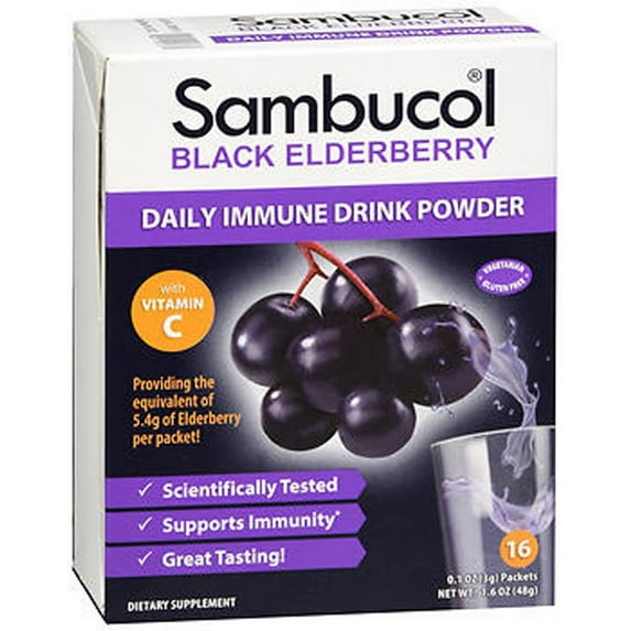 Sambucol Black Elderberry Daily Immune Drink Powder Packets - 16 ct