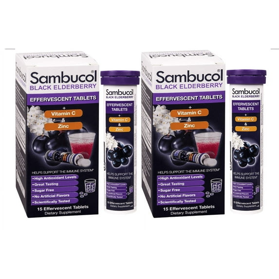 Sambucol - Black Elderberry, Effervescent Tablets, 15 Effervescent Tablets - 2 Packs