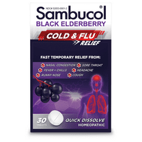 Sambucol Elderberry Cold and Flu Relief Tablets, Homeopathic Medicine, 30 Count