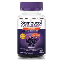 Sambucol Black Elderberry Immune Support Gummies with Vitamin C and Zinc, 45 Count