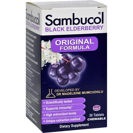 Sambucol Black Elderberry Immune System Support Original Formula Chewable Tablets, 30 Ct, 2-Pack
