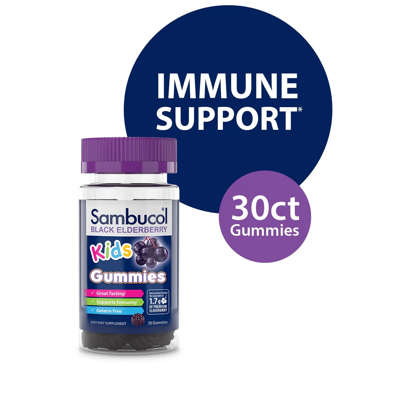 Sambucol Black Elderberry Kids Immune Support Gummies with Vitamin C