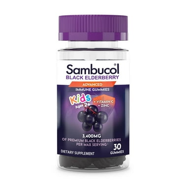 Sambucol Black Elderberry Kids Immune Support Gummies with Vitamin C and Zinc, 30 Count