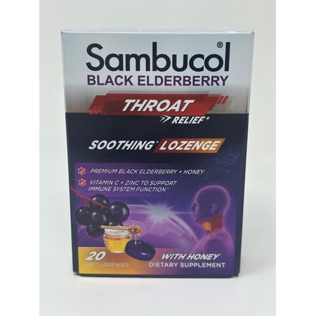 Sambucol Black Elderberry Pastilles Throat Lozenge, 20 ct