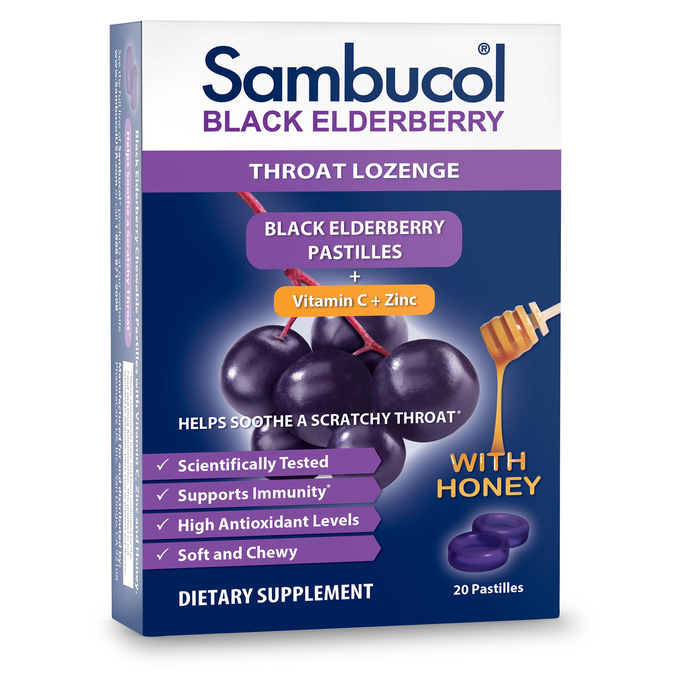 Sambucol Black Elderberry Throat Lozenges with Vitamin C, Zinc and