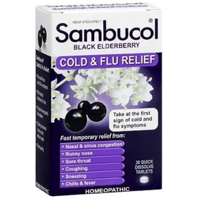 Sambucol Cold & Flu Relief Quick Dissolve Tablets, Black Elderberry, 30 ea (Pack of 3)