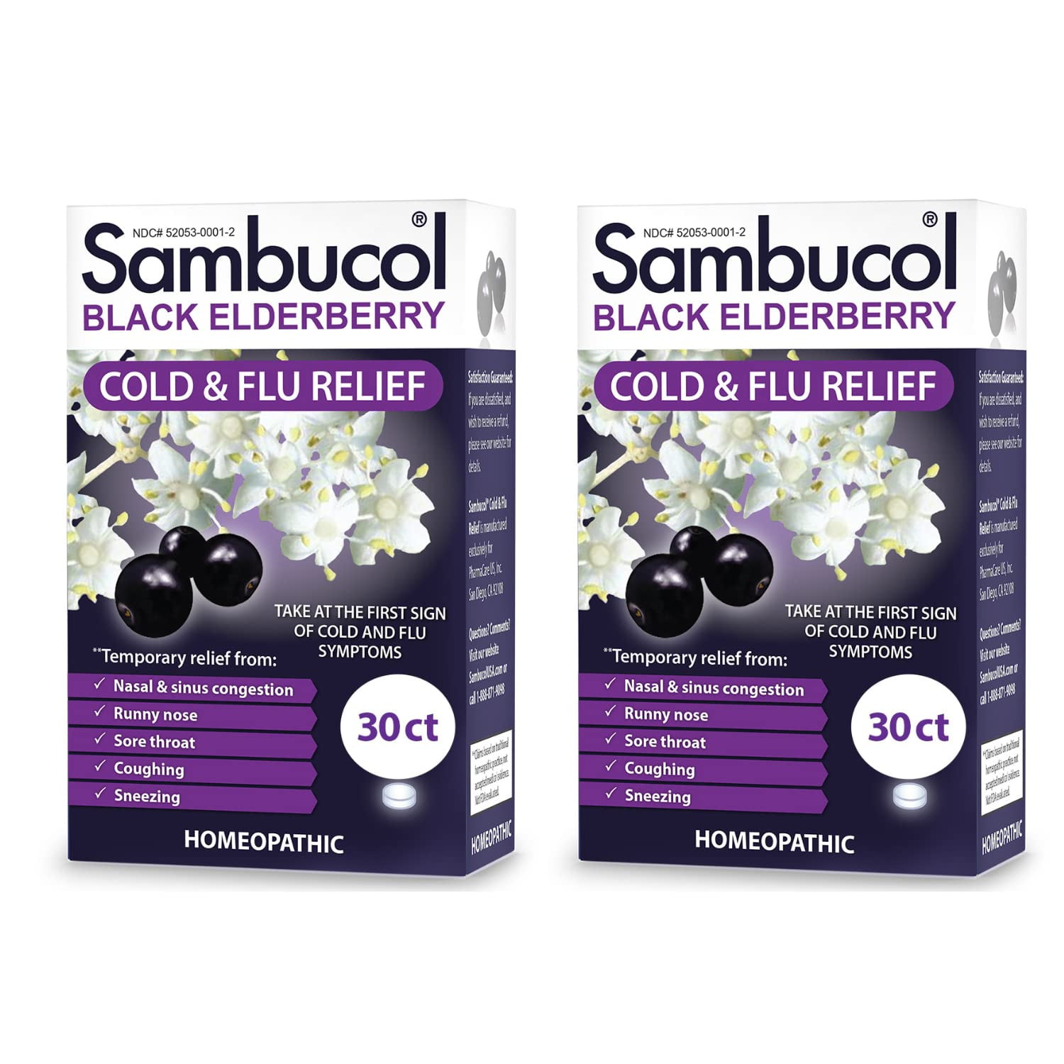 Sambucol Cold and Flu Relief Tablets Homeopathic Cold Medicine, Nasal