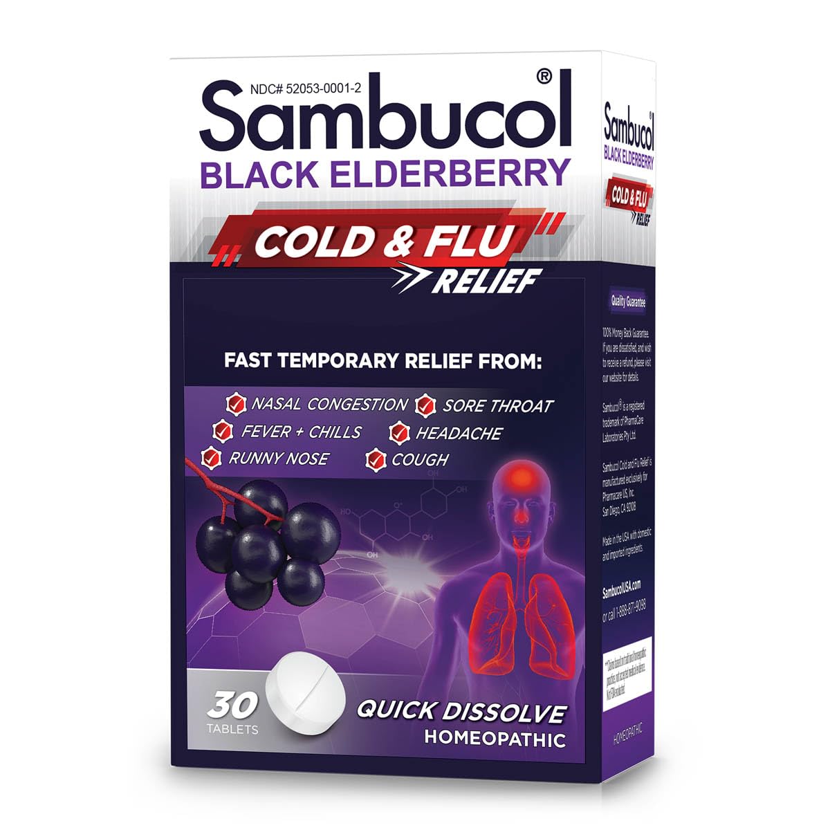 Sambucol Cold and Flu Relief Tablets Homeopathic Cold Medicine, Cold