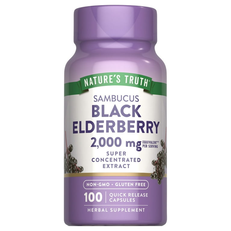 Nature's Truth Black Elderberry Capsules | 2000mg, 100 Count | Non