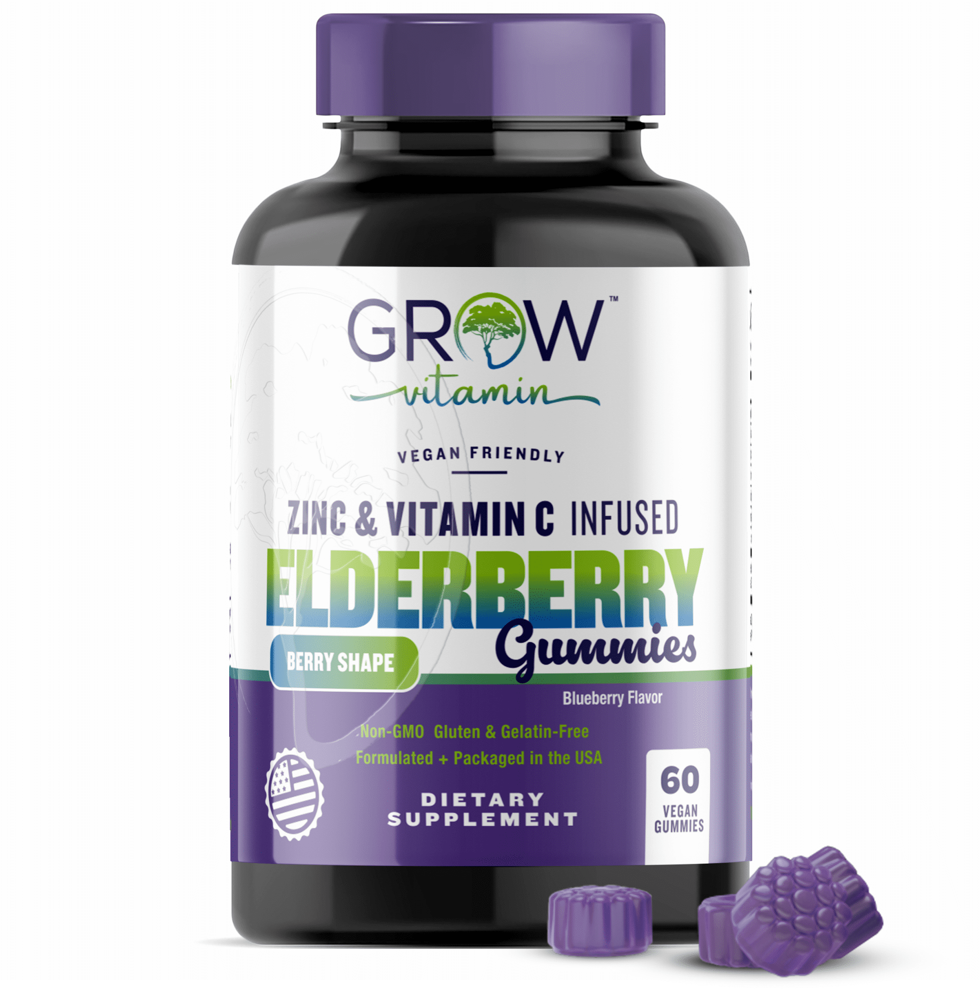Sambucus Black Elderberry Gummies [3 in 1 Immune Booster] Plus Zinc